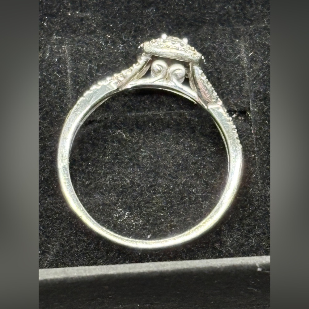 SOLD! 1ct TW Diamond 10K White Gold Dbl Sq Halo Twisted Shank Scroll Bskt Zales - Picture 8 of 14